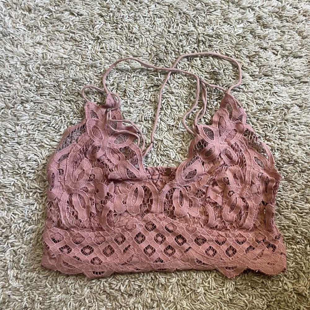 Free People Lace Bralette in Dusty Pink